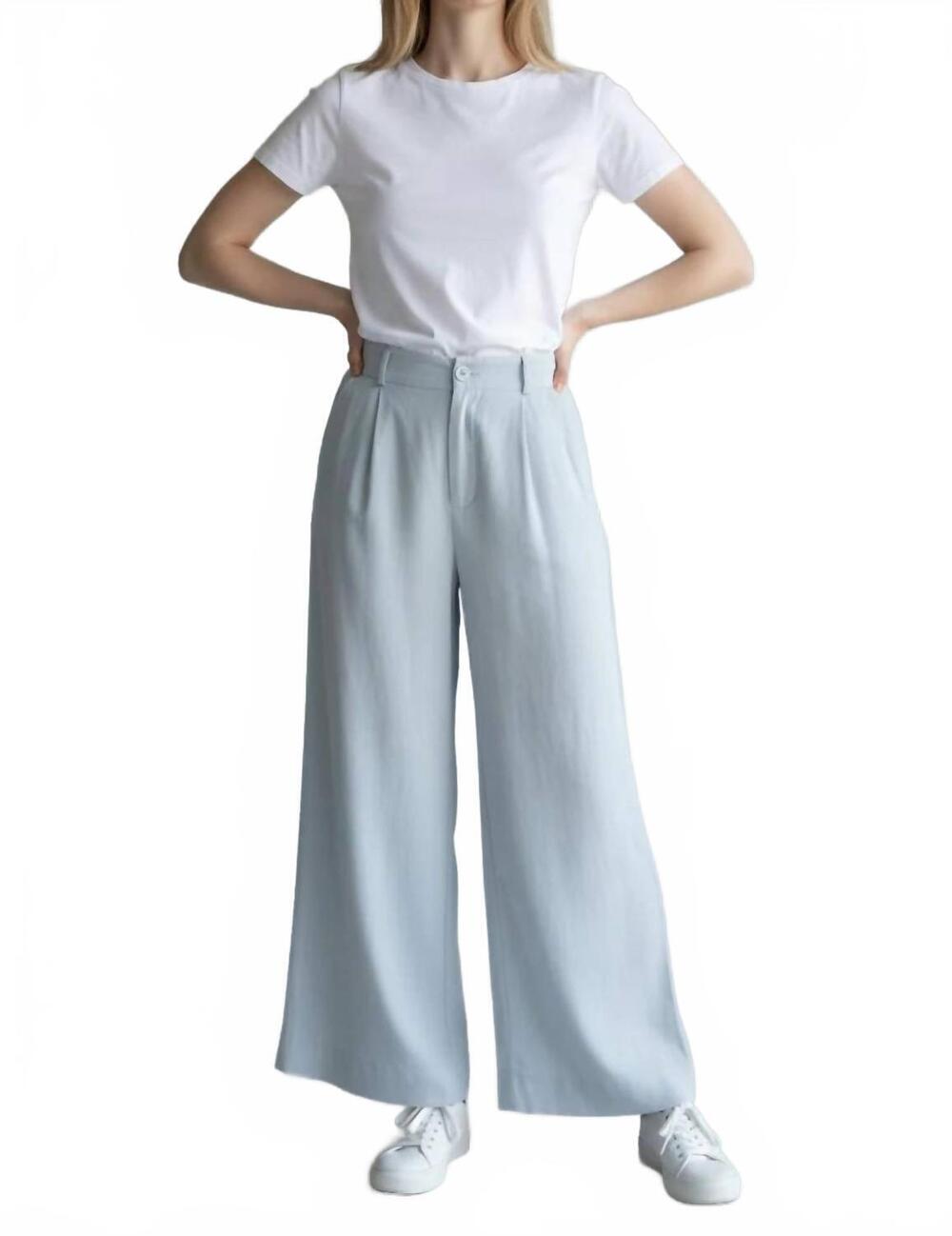 NEW DEX pleated detail elastic back wide leg pants in dove grey